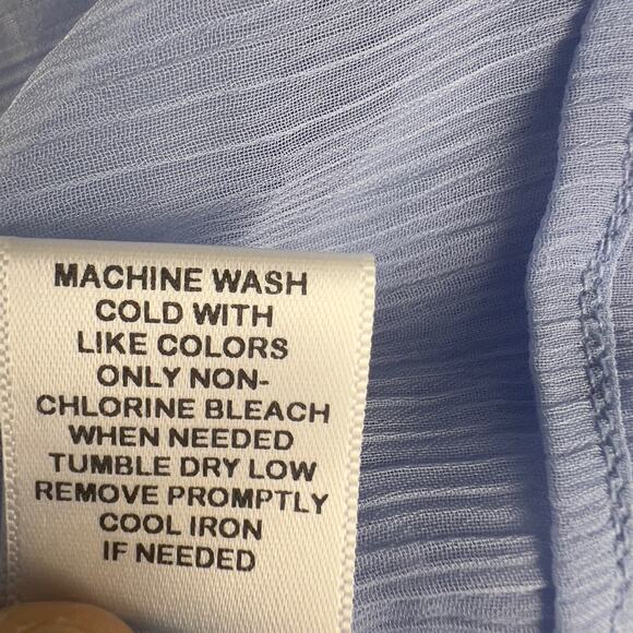 Elle women's size Large semi sheer light blue soft girl blouse #2500 - Picture 7 of 8